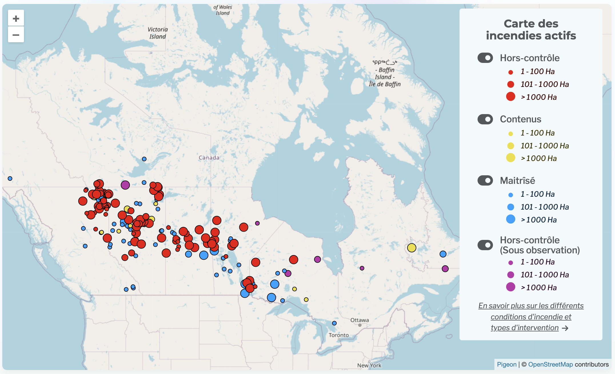 Fig. 2: Etats des feux de forêts ce début juin 2025 au Canada; Source: CIFFC