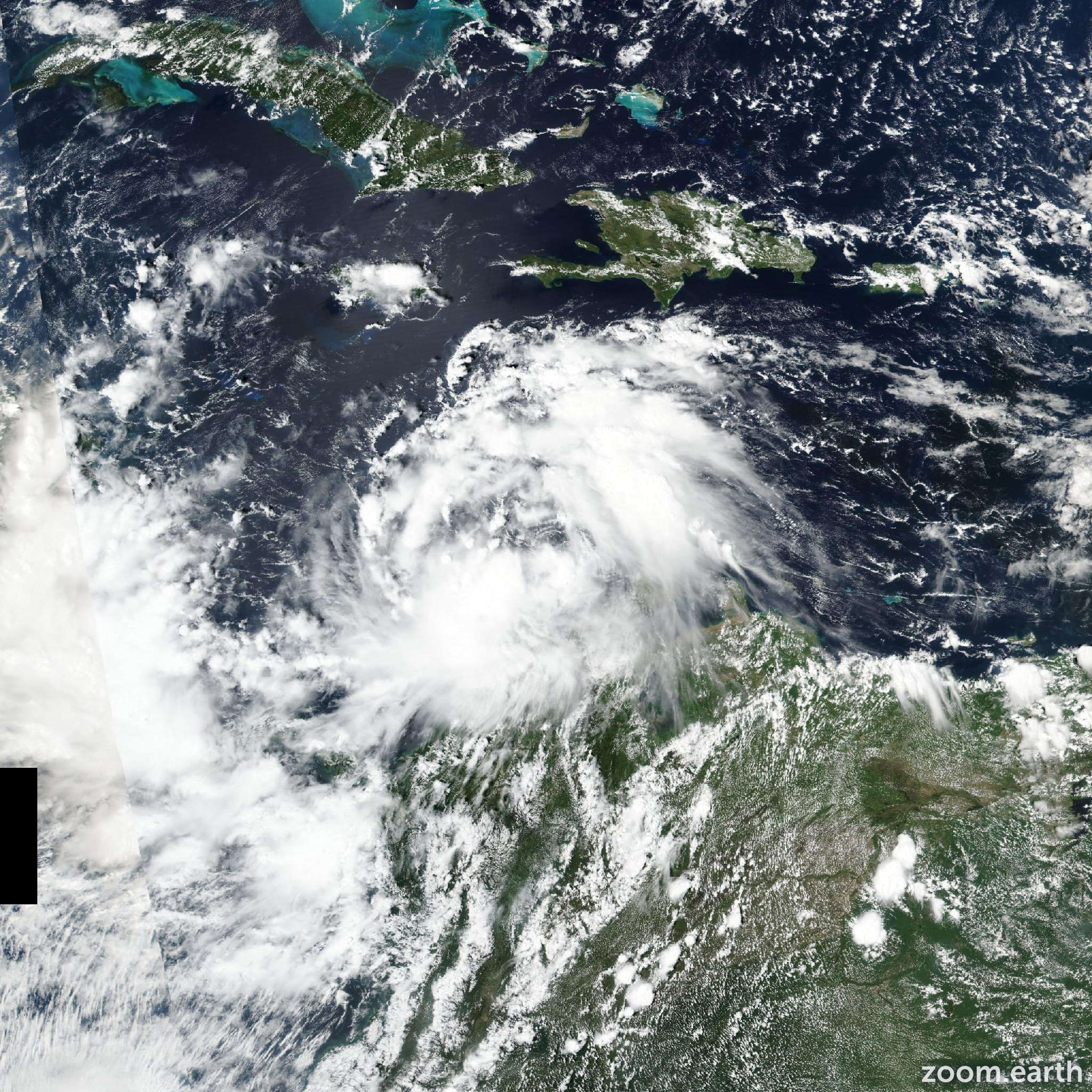Tempête tropicale JULIA ce samedi (Image Zoom Earth)